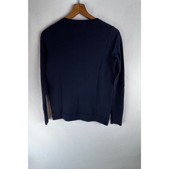 J. Crew Wool Sweater Women’s Small Black Zipper Detail Crew Neck Pullover Black - Picture 2 of 5